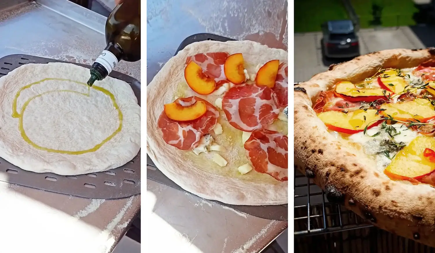 Pizza Pfirsich und Coppa